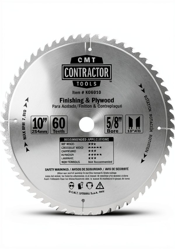 CMT K06010 ITK Contractor Finish Table Saw Blade 10" x 0.094" 60T-0