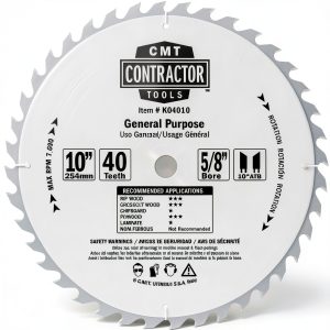 CMT K04010 ITK Contractor 10 inch Table Saw Blade 40 Teeth HSS-0