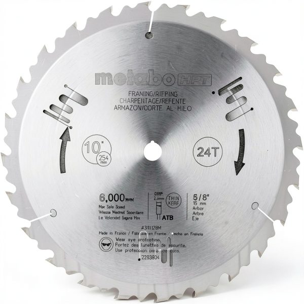 Metabo HPT 10 Inch Table Saw Blade 24 Tooth Tungsten Carbide-0