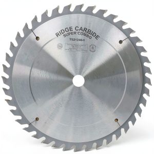 Ridge Carbide 12" 40T, Super Combination Table Saw Blade, Alternate Raker Grind (4+1),+15° Hook, 1" Bore, Plate Thickness .095", Full Kerf (0.125") for Cutting Wood and Sheet Goods-0