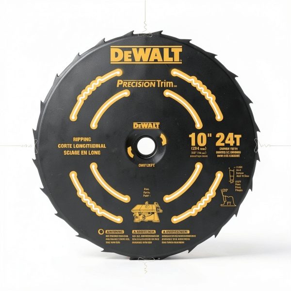 DEWALT 10-Inch Miter / Table Saw Blade, ATB, Ripping, 5/8-Inch Arbor, Tough Coat, 24-Tooth (DW7124PT)-0