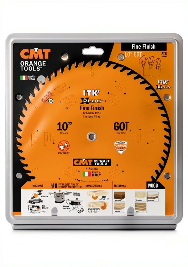 CMT P10060 ITK Plus Finish Saw Blade, 10 x 60 Teeth, 10° ATB+Shear with 5/8-Inch bore-3