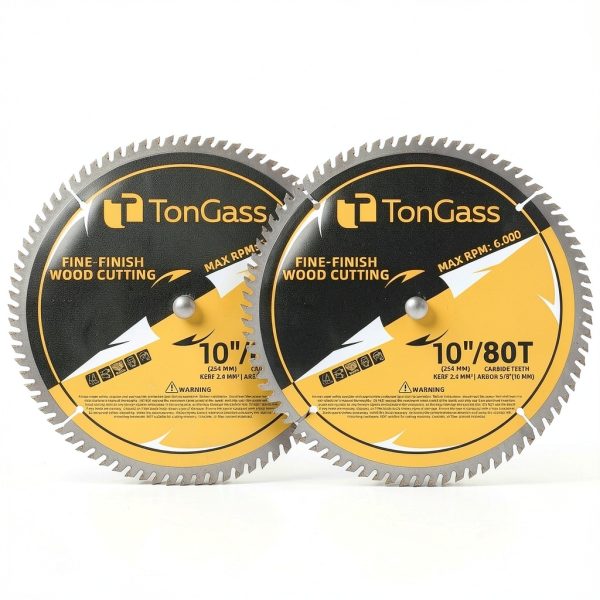 10" Table Saw Blade TonGass 80 Tooth 2-Pack 5/8" Arbor Ultra Sharp-0