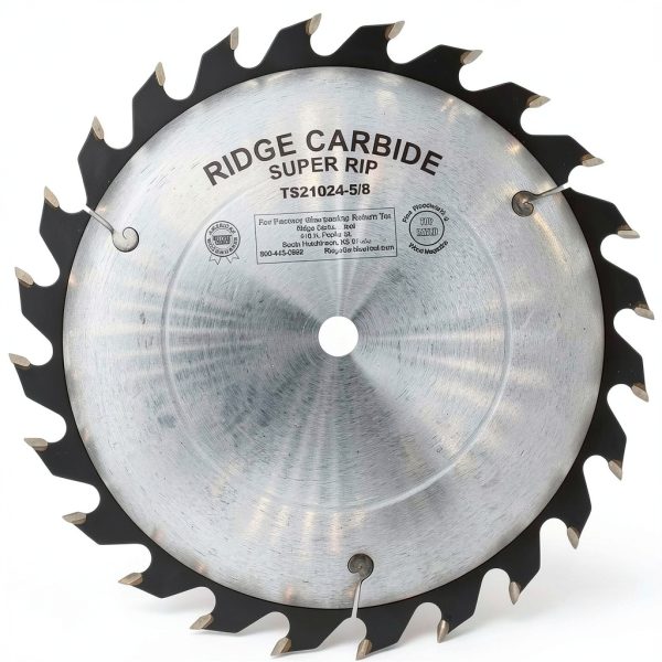 Ridge Carbide 10" 24T Rip Table Saw Blade - Top Grind +20° Hook-0