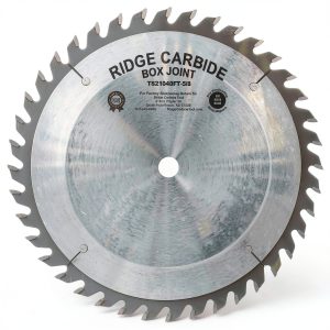 Ridge Carbide 10" 40T, Flat Top Table Saw Box Joint Blade, Flat Top Grind (FT),+15° Hook, 5/8" Bore, Plate Thickness .094", Full Kerf (0.125") for Cutting Wood and Sheet Goods-0
