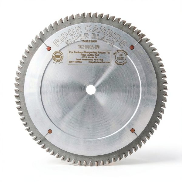 Ridge Carbide 10" 80T, Crosscut Table Saw Blade, Alternate Top Bevel Grind (ATB),+5° Hook, 5/8" Bore, Plate Thickness .087", Full Kerf (0.125") for Cutting Wood and Sheet Goods-0