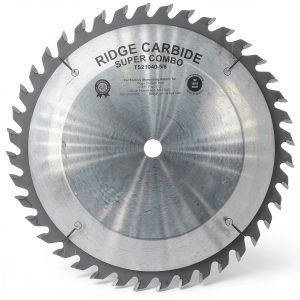 Ridge Carbide 10" 40T Super Combination Table Saw Blade, Raker Grind (4+1),+15° Hook, 5/8" Bore, Plate Thickness 0.094", Full Kerf (0.125") Super Combination Blade for Cutting Wood and Sheet Goods-0
