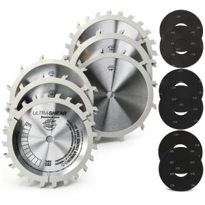Ultimate Dado Stack 12 Piece Set, 8 Inch, 12-Tooth Chippers, 24-Tooth Blades, Magnetic Shims, 5/8" Arbor, Table Saw Blade - USDADO8-0