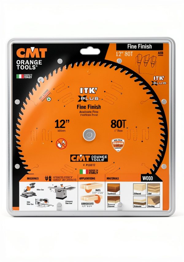 CMT P12072 ITK Plus Finish Saw Blade, 12 x 72 Teeth, 10° ATB+Shear with 1-Inch bore-3