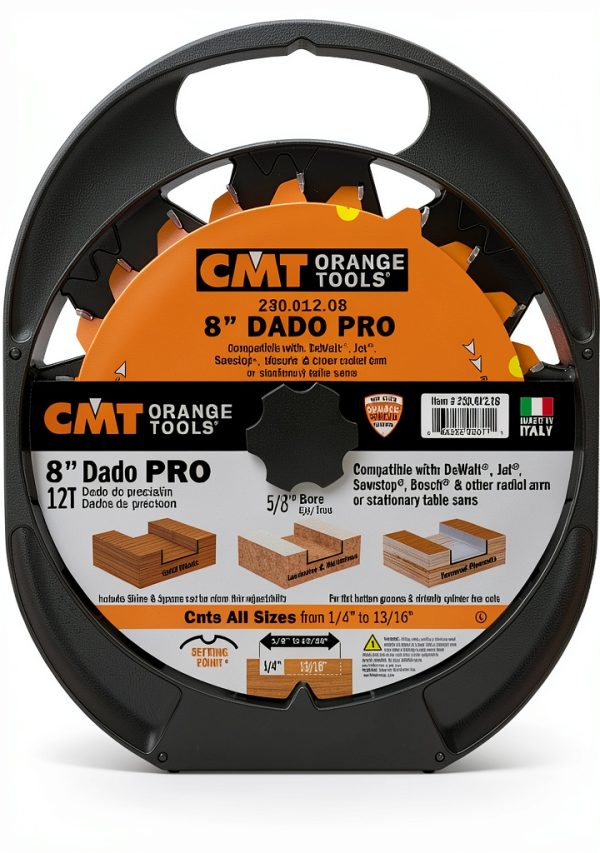CMT 230.012.08 Dado Pro Set, 8-Inch x 12 Teeth FTG+ATB Grind with 5/8-Inch Bore-2