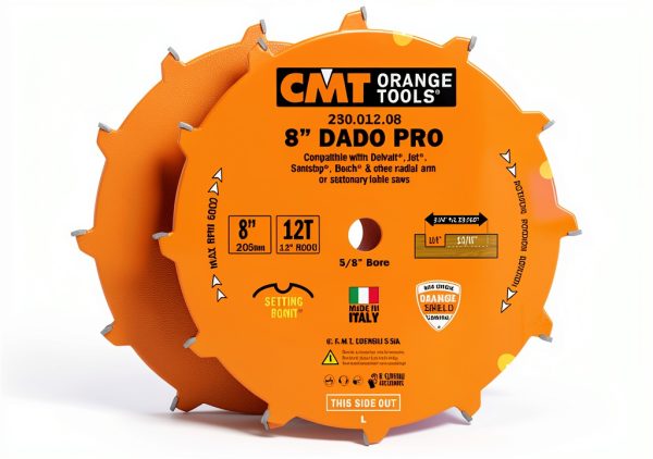 CMT 230.012.08 Dado Pro Set, 8-Inch x 12 Teeth FTG+ATB Grind with 5/8-Inch Bore-0
