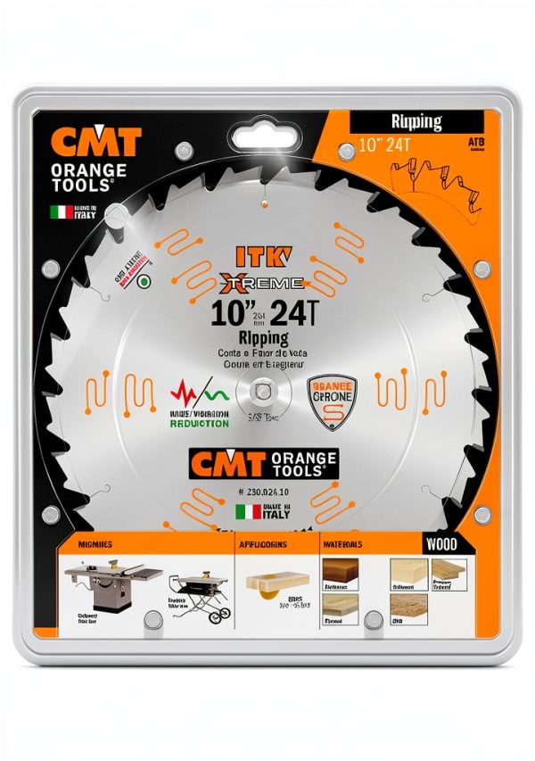 CMT 250.024.10 ITK Xtreme Industrial Rip Saw Blade, 10-Inch x 24 Teeth ATB Grind with 5/8-Inch Bore-1