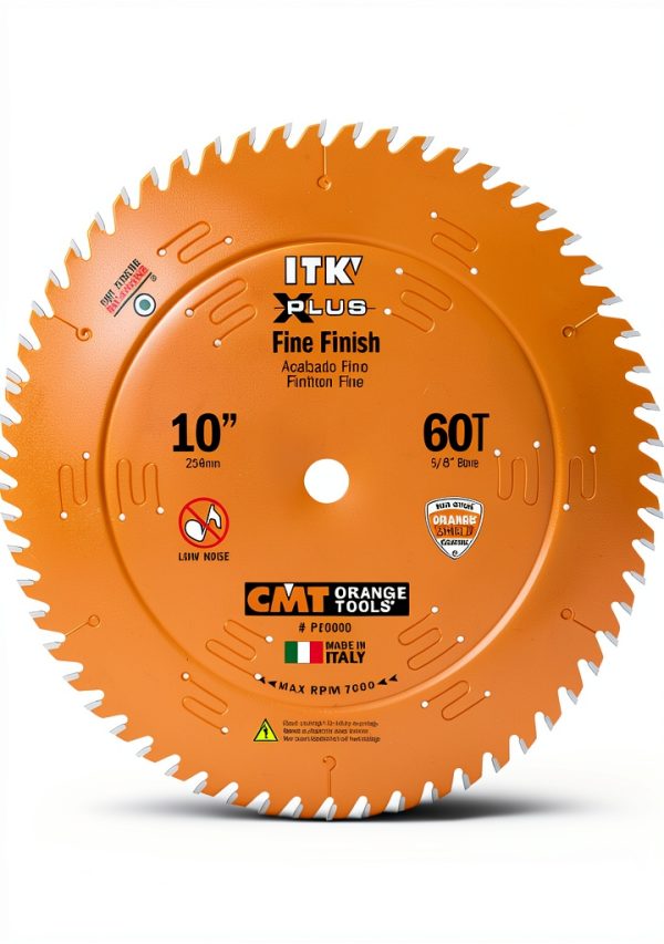 CMT P10060 ITK Plus Finish Saw Blade, 10 x 60 Teeth, 10° ATB+Shear with 5/8-Inch bore-0